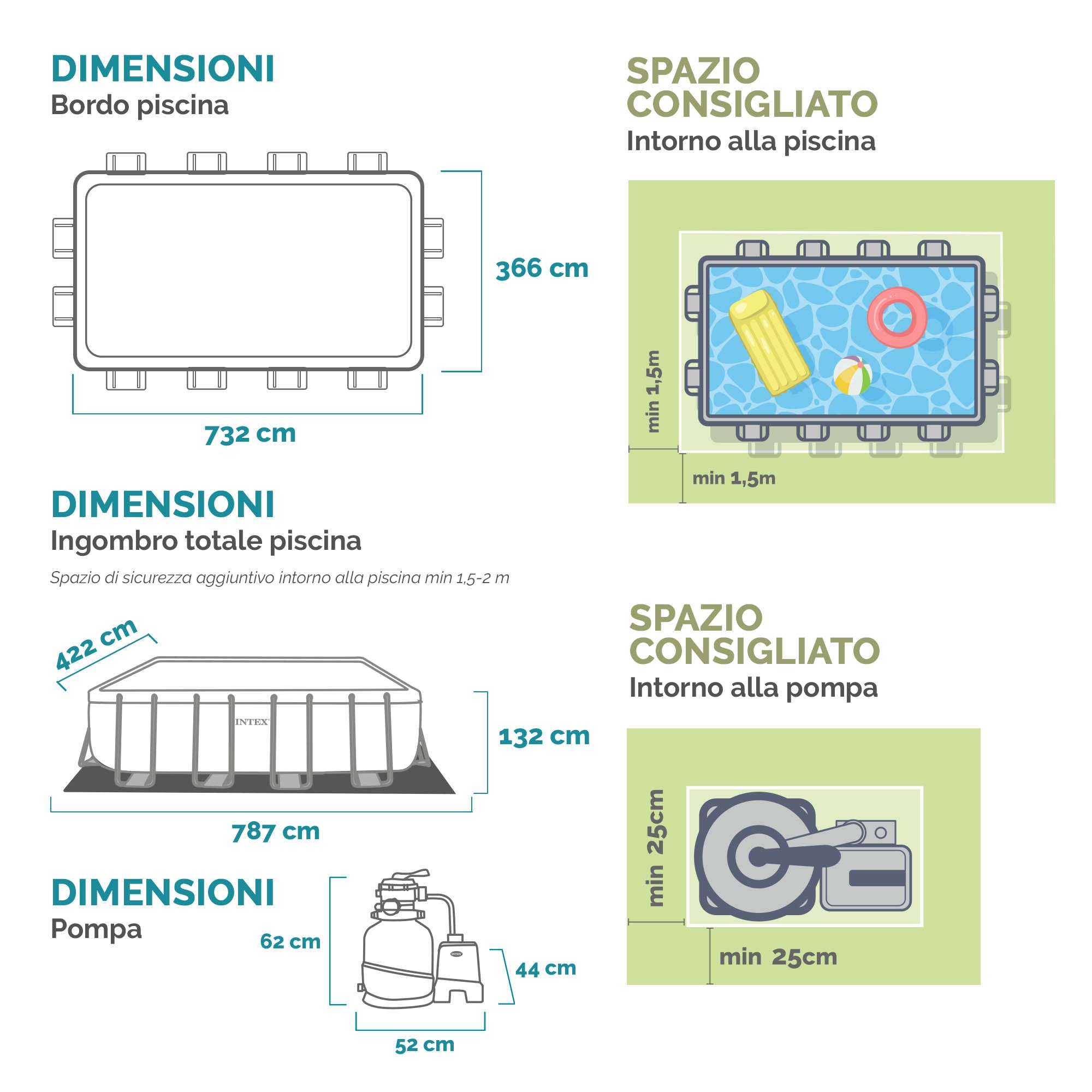 Piscina rettangolare con struttura XTR 732x366xH132 cm Ultra Xtr Frame INTEX26364