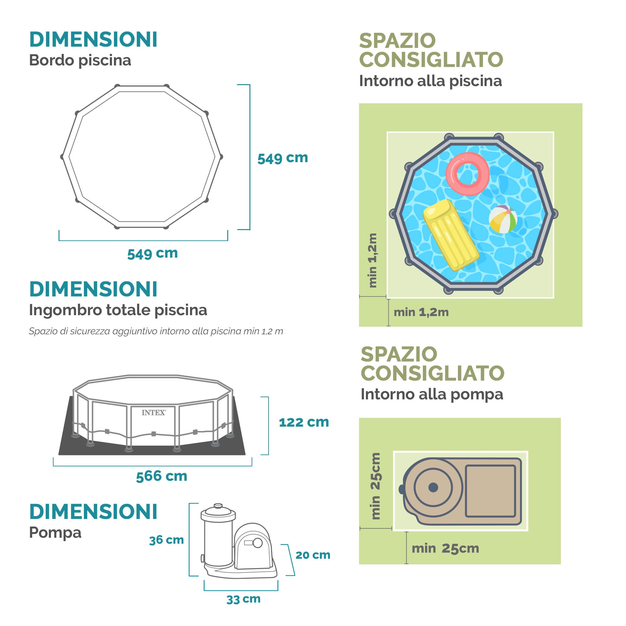 Piscina rotonda con struttura Ø549xH122 cm Prisma Frame Gw INTEX26744