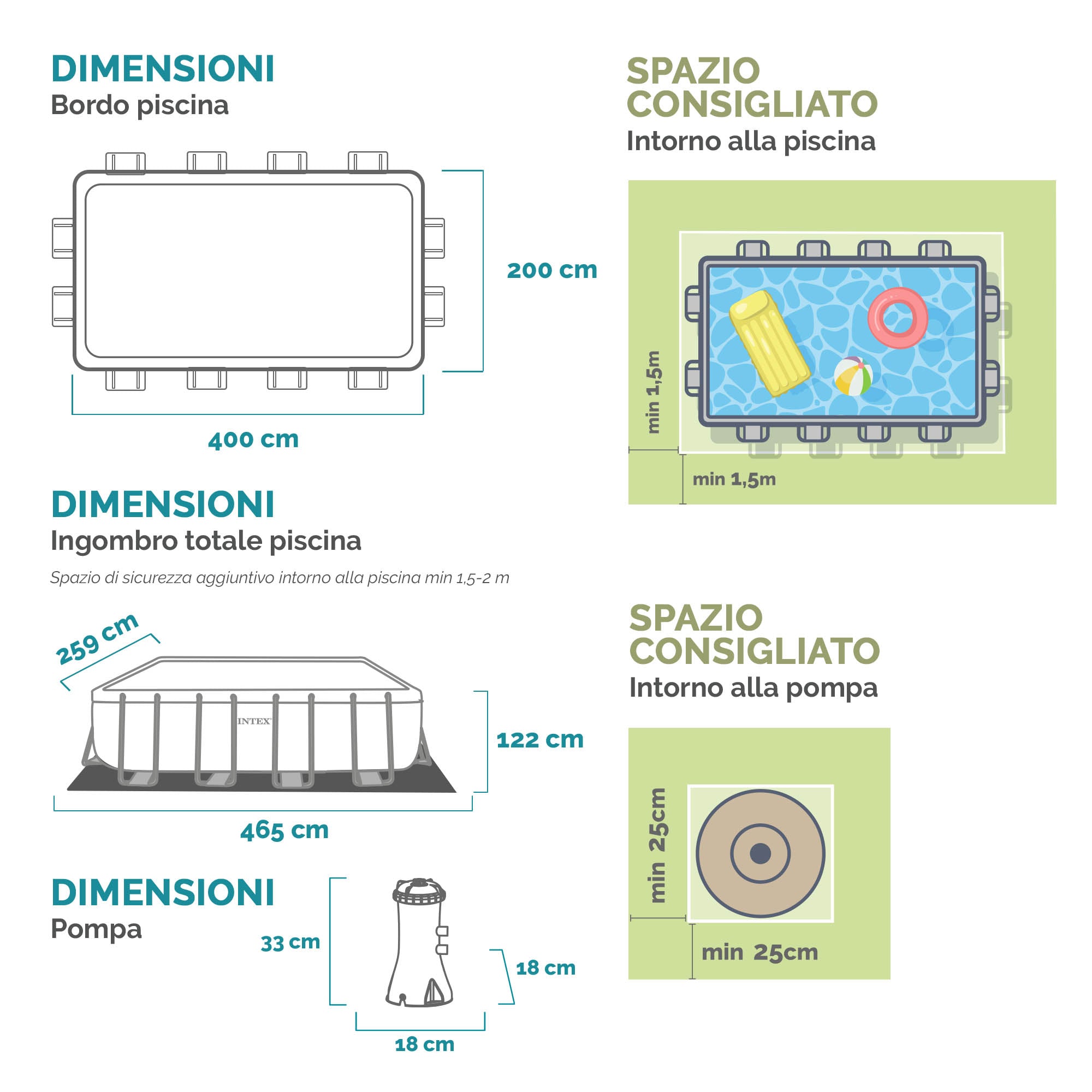 Piscina rettangolare con struttura 400x200xH122 cm Prism Frame INTEX26790