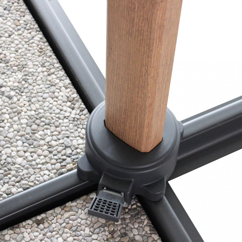 Ombrellone a braccio 3x3 mt con struttura in alluminio effetto legno Mendè