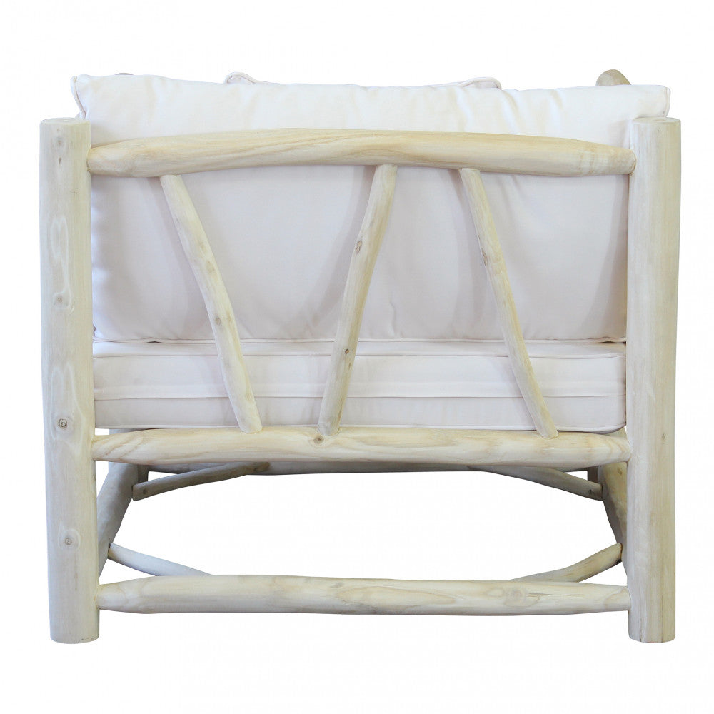 Poltrona design moderno da giardino con cuscini imbottiti e struttura in teak Barcellona