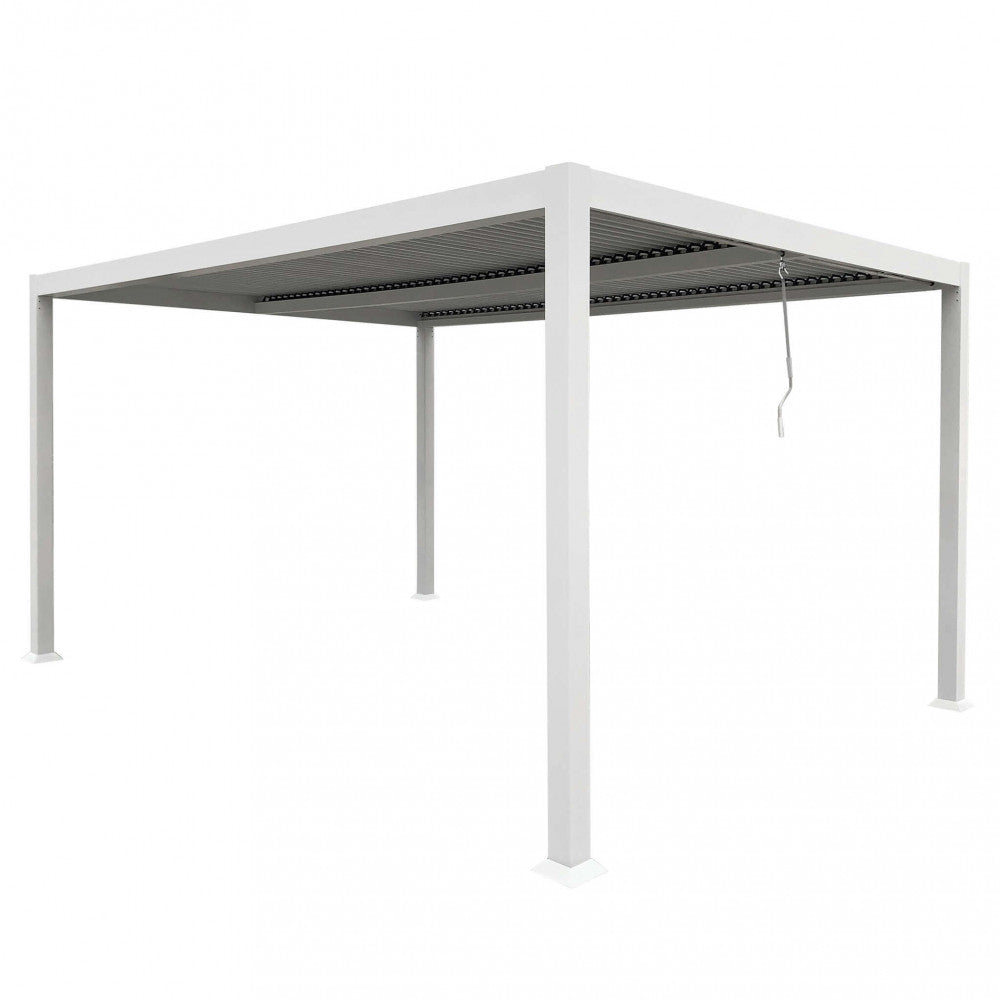 Pergola bioclimatica 3x4 in alluminio con doppia lamella frangisole orientabili e resistenti a tutte le intemperie