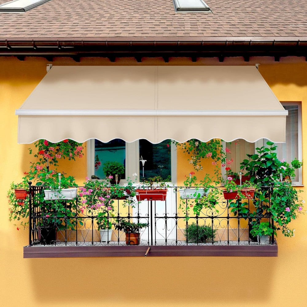 Tenda da sole per balcone beige con struttura in alluminio con kit per il montaggio Sonny