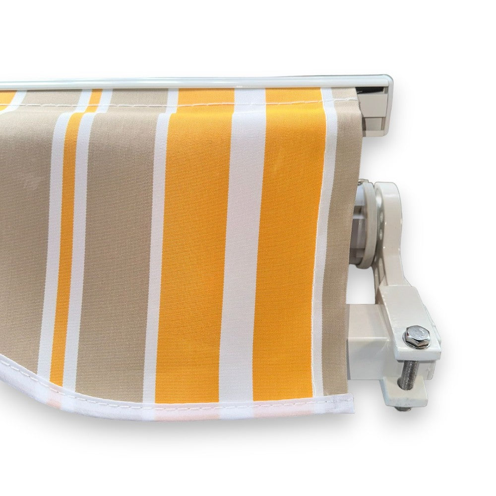 Tenda da sole per balcone gialla a righe con struttura in alluminio con kit per il montaggio Sonny