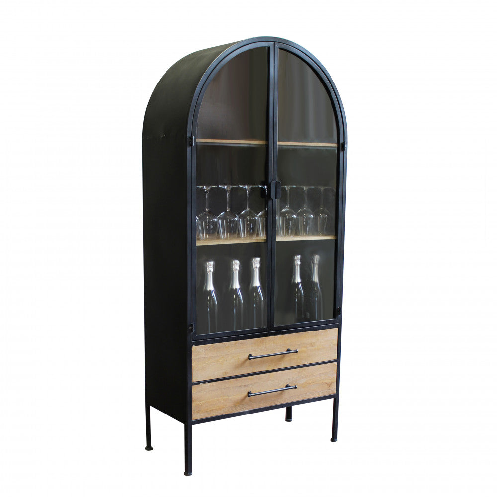 Vetrina da interno con struttura in metallo e legno 2 ante 2 cassetti Linea Industrial