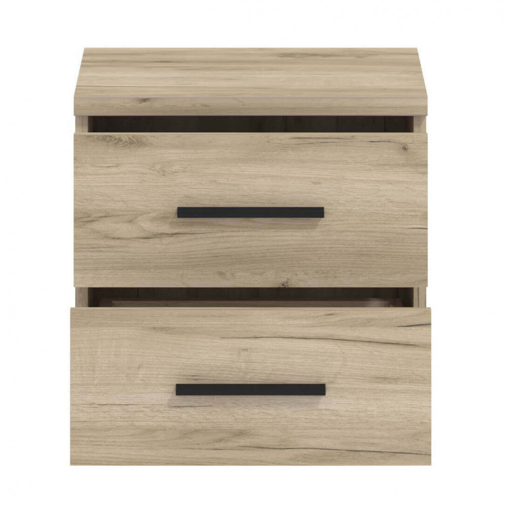 Comodino in legno con 2 cassetti rovere grigio 44,5x33x43 cm per camera da letto