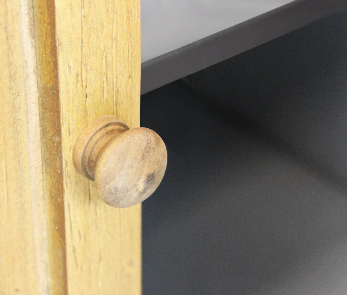 Mobile credenza in legno e acciaio con ante e ripiani per organizzazione 78,5x41,5xH175 cm