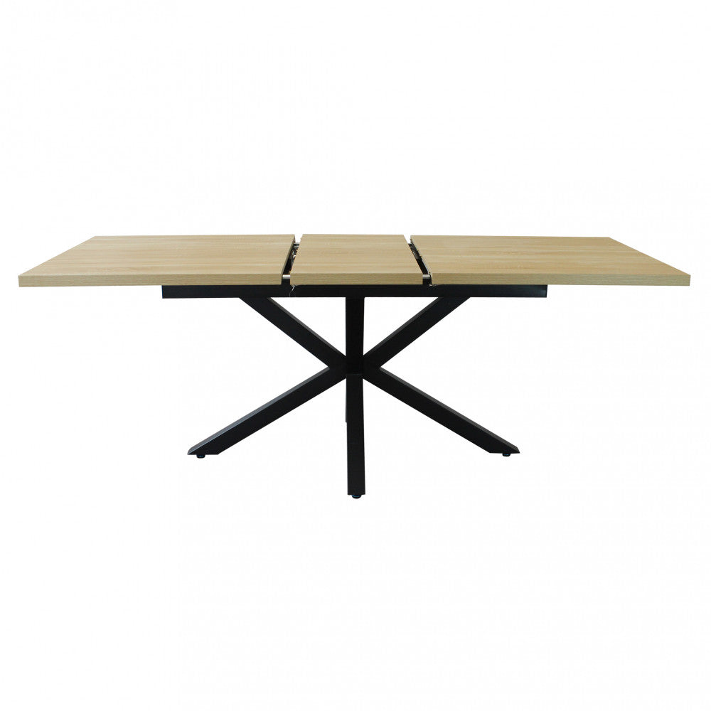 Tavolo allungabile con struttura in metallo nero e marrone con piano in mdf 90x160/200xH75 cm Gariè