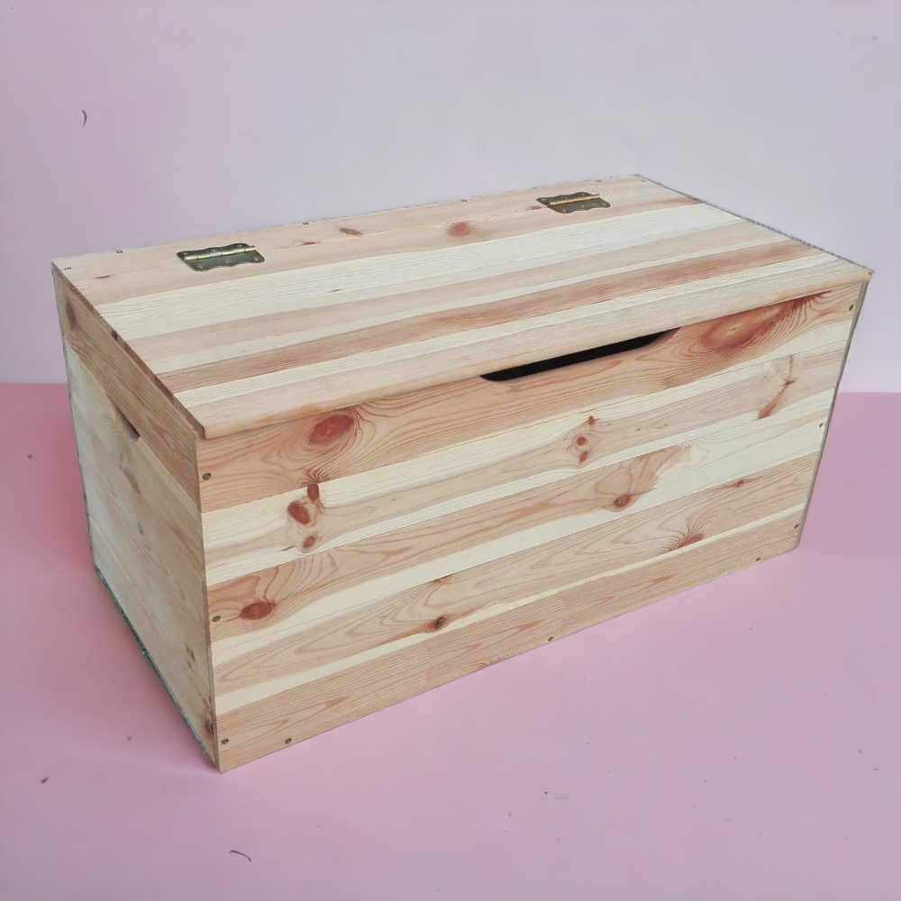 Baule cassapanca portalegna contenitore in legno di pino 100x40x50 cm