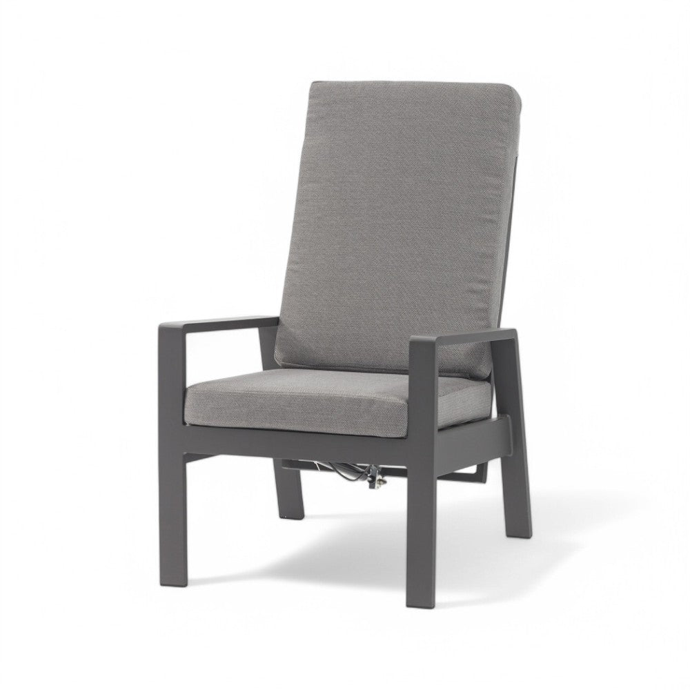 Poltrona con schienale reclinabile in alluminio antracite 63.5x71xH101 cm