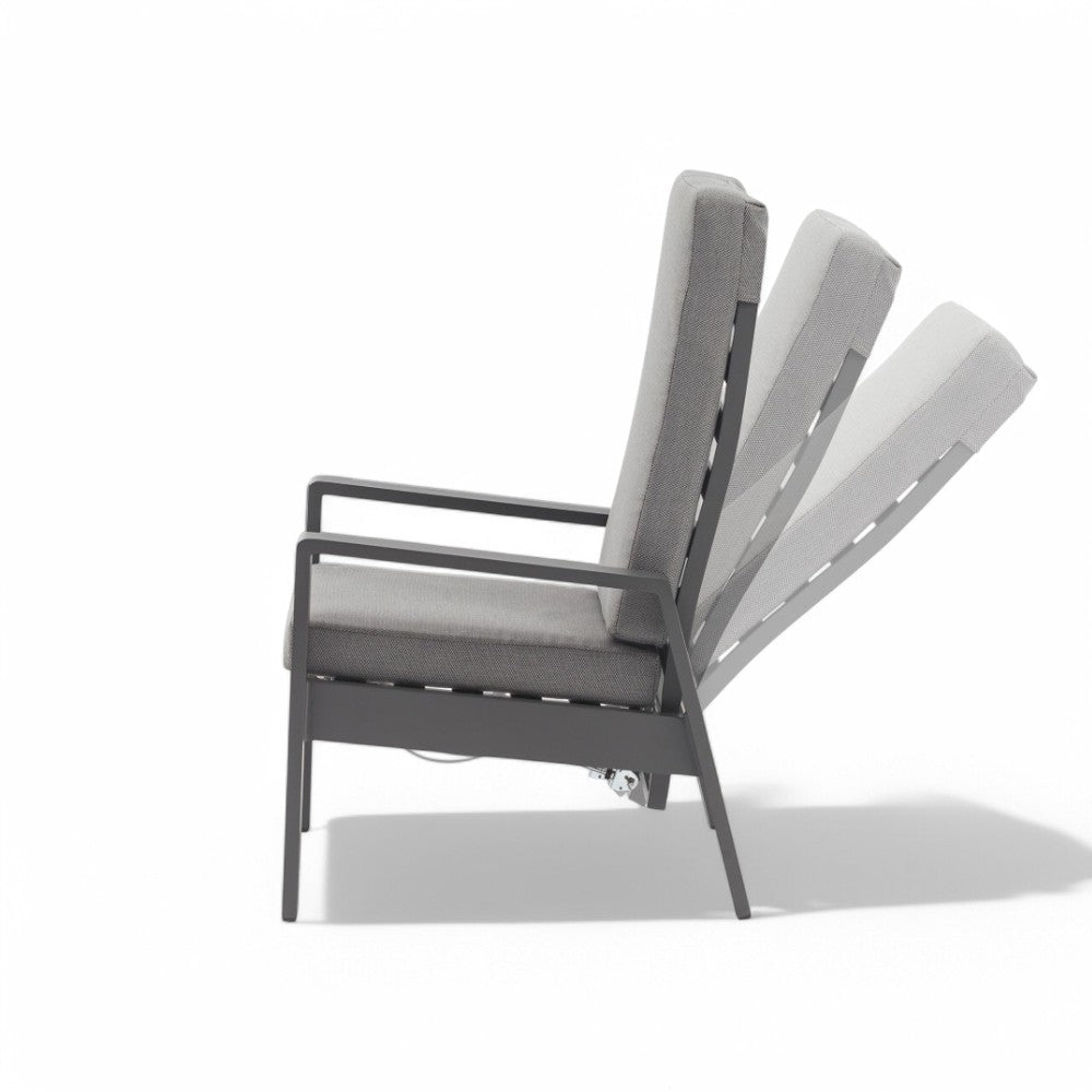 Poltrona con schienale reclinabile in alluminio antracite 63.5x71xH101 cm
