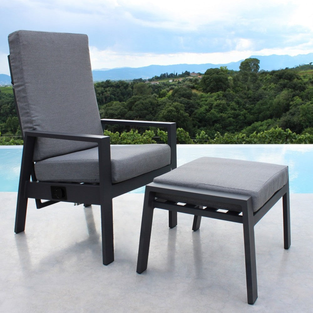 Poltrona con schienale reclinabile in alluminio antracite 63.5x71xH101 cm