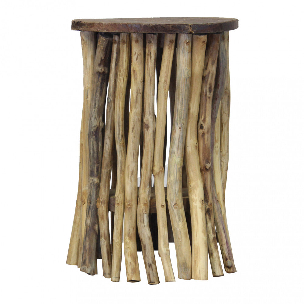Tavolino fisso in legno teak marrone 30x30xH45 cm per salotto