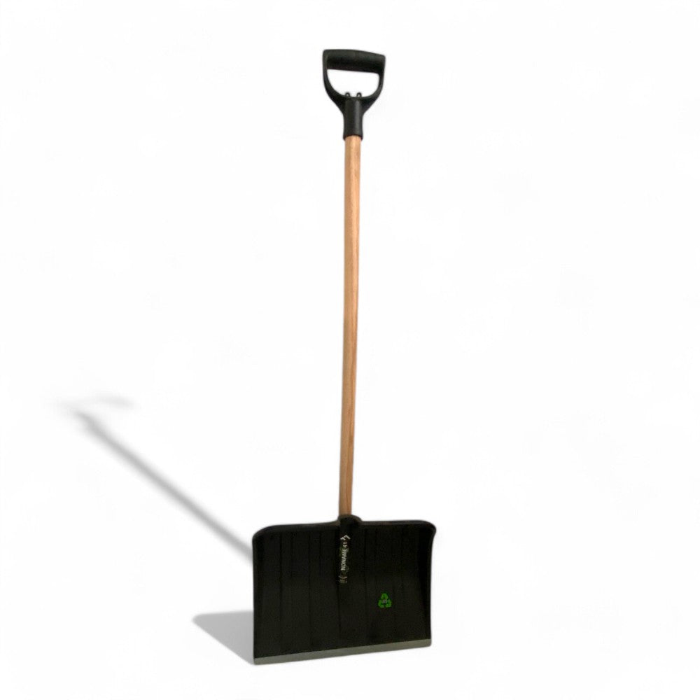Pala in abs per neve e granaglie con manico in legno 123 cm robusta e leggera colore nero larghezza 41 cm