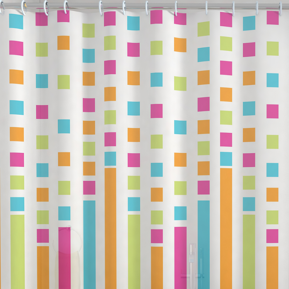 Tenda doccia bagno in peva party multicolore