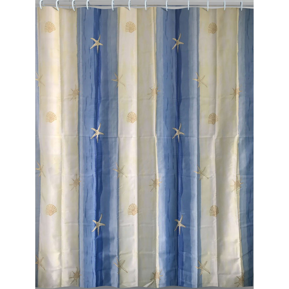 Tenda doccia bagno in poliestere oltremare beige/azzurro