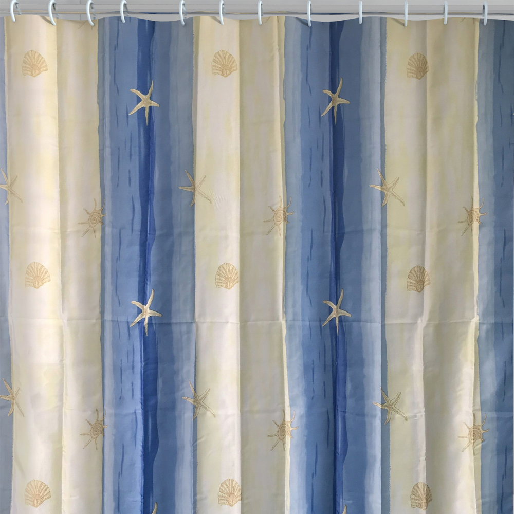 Tenda doccia bagno in poliestere oltremare beige/azzurro