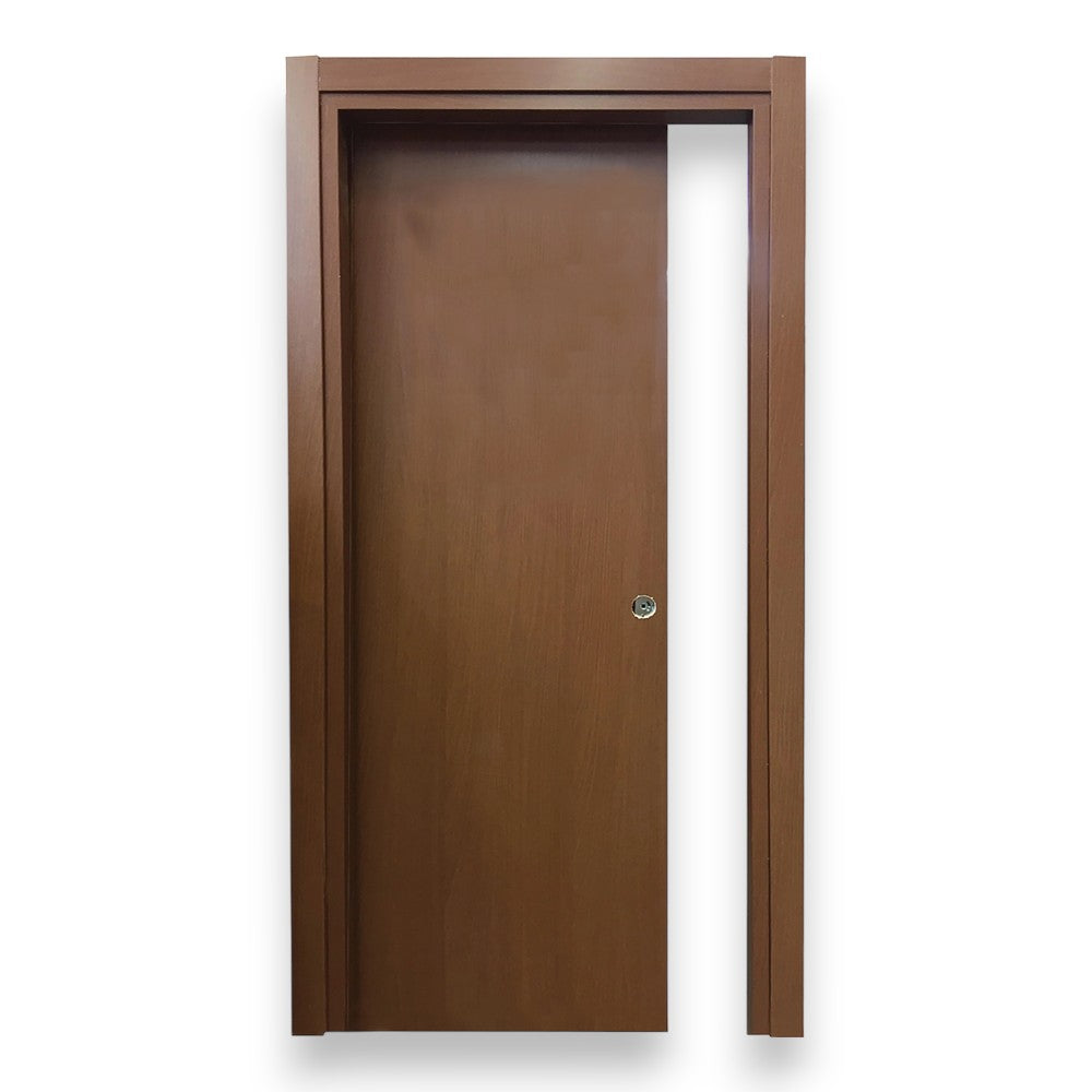 Porta interno scorrevole reversibile noce nazionale in legno di abete giuntato con rinforzi
