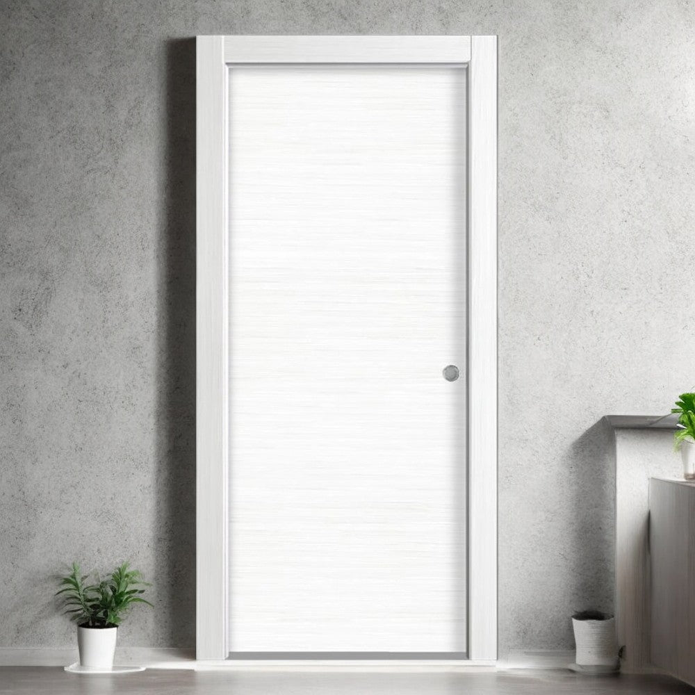 Porta scorrevole reversibile apertura destra e sinistra da interno in legno di abete giuntato bianca