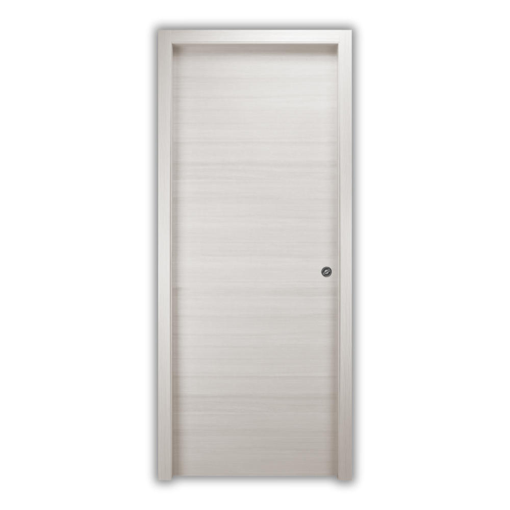 Porta scorrevole reversibile beige in legno abete giuntato con rinforzi per serratura