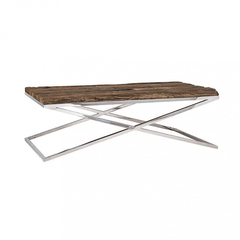 Tavolino rettangolare in legno 70x130xH45 cm per salotto Norris