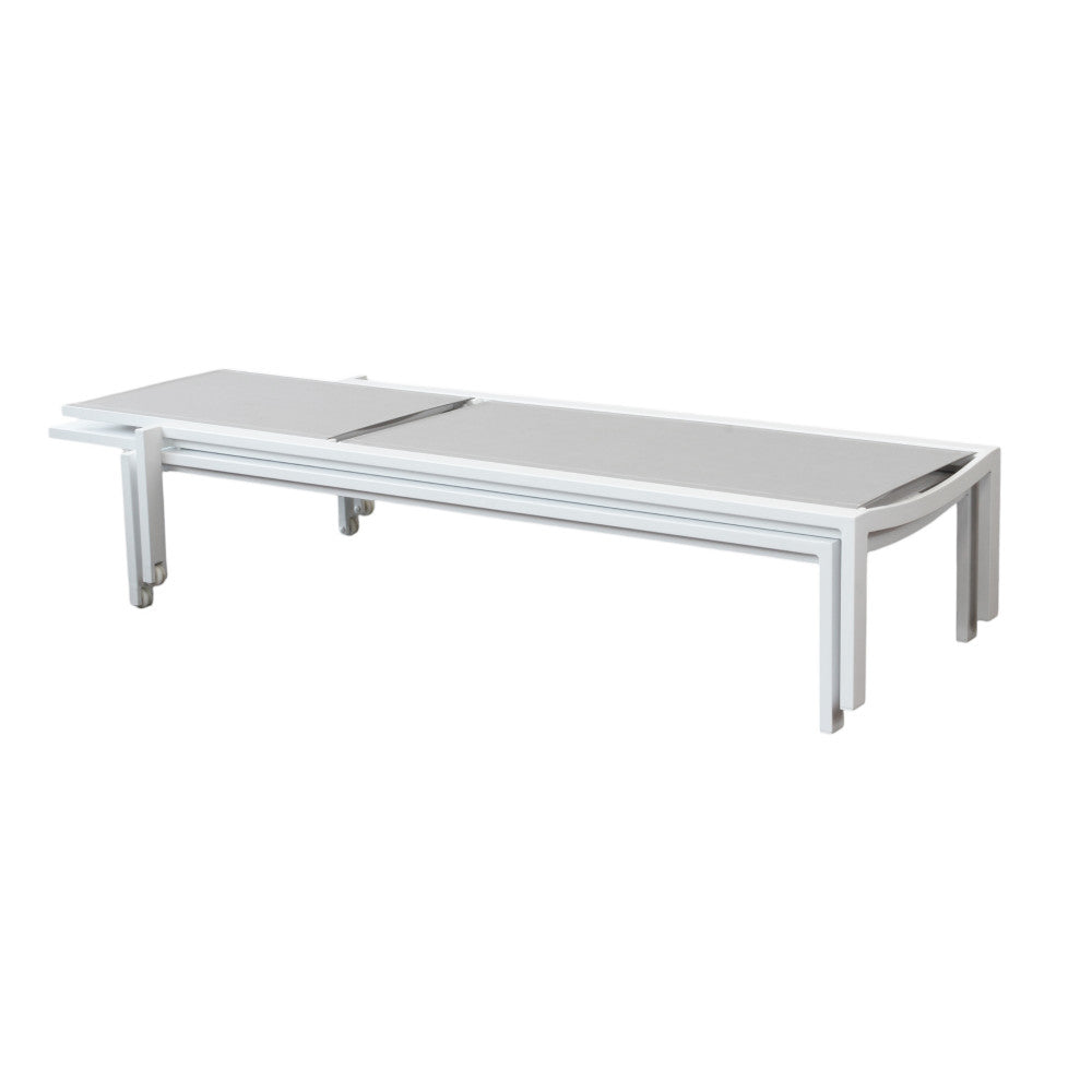 Lettino prendisole grigio chiaro impilabile rettangolare con struttura in alluminio 200x75xH39 cm Nefast