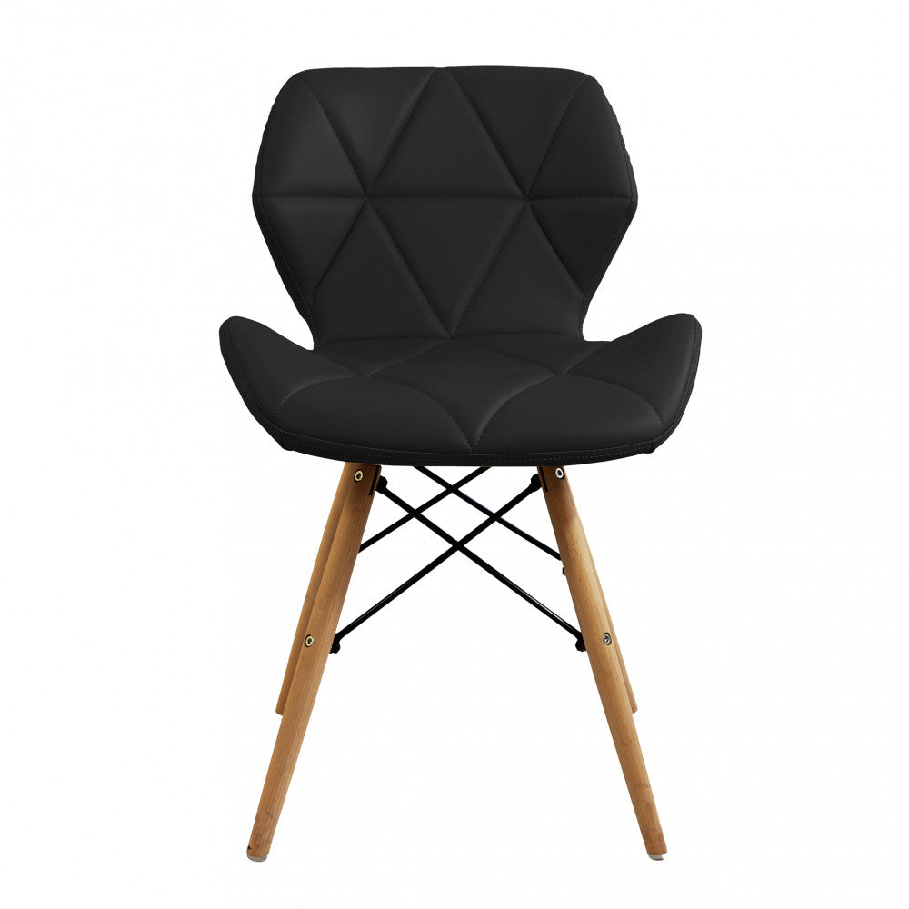 Sedia design moderna da interno con gambe in legno e seduta in ecopelle Black C