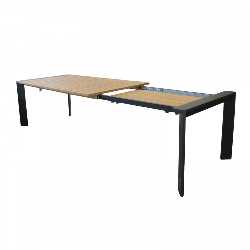 Tavolo allungabile in alluminio con piano effetto legno 150/200x100xH75 cm
