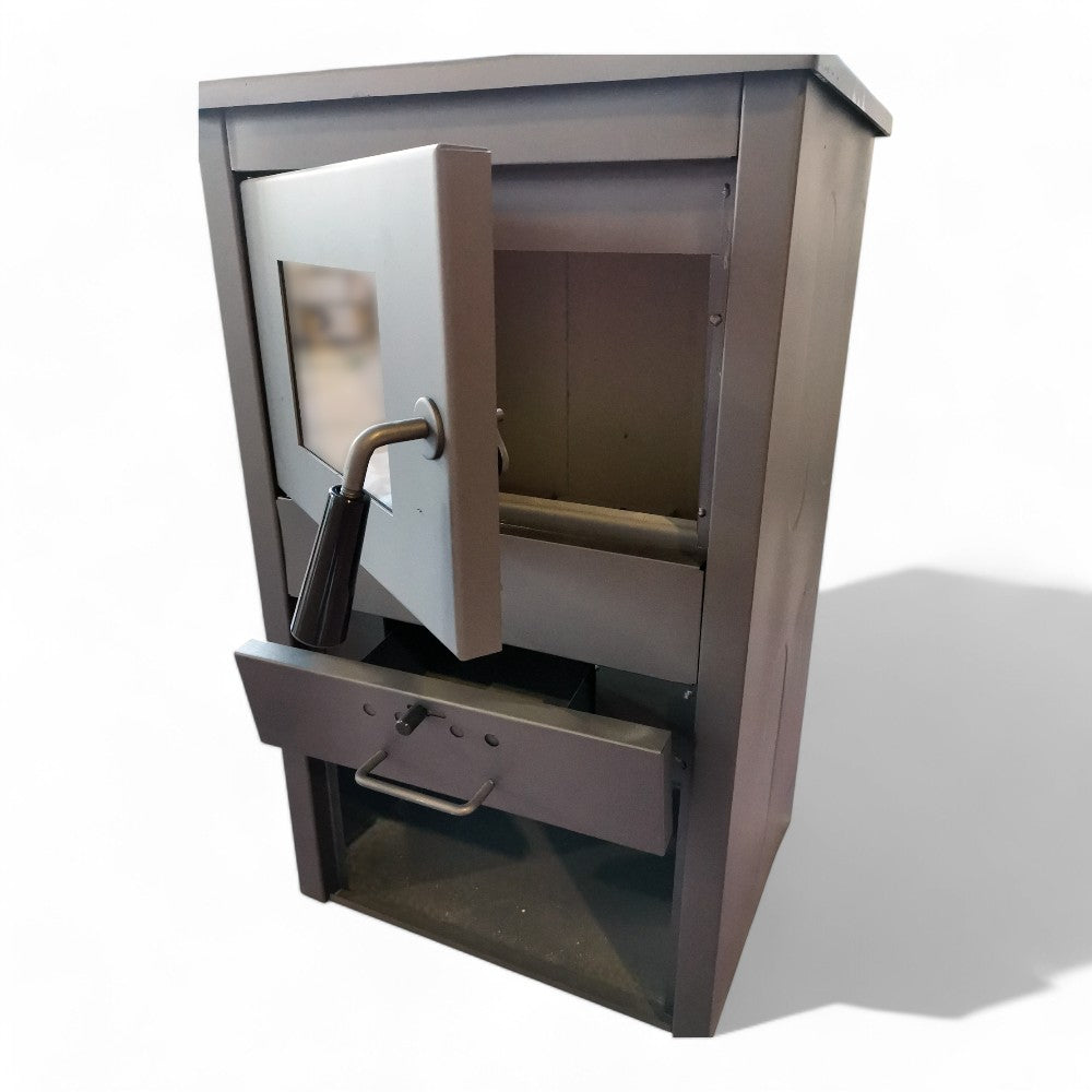 Stufa a legna 7 Kw in acciaio antracite 47x37xH76 cm con vano porta legna