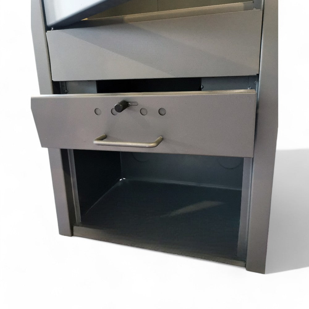 Stufa a legna 7 Kw in acciaio antracite 47x37xH76 cm con vano porta legna