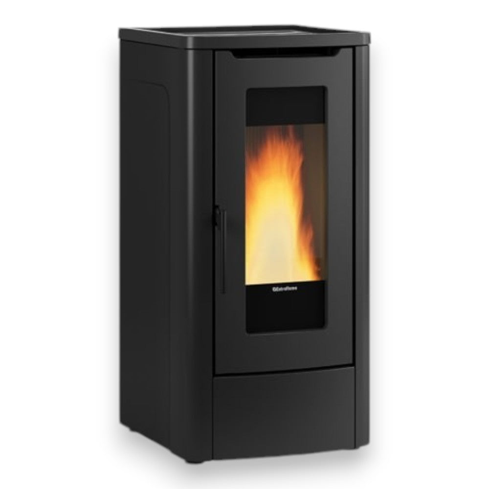 Stufa a Pellet 10 Kw rivestimento in acciaio nera Dahiana Nordica