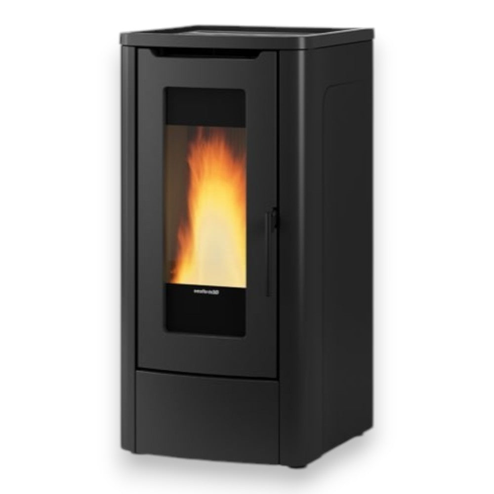 Stufa a Pellet 10 Kw rivestimento in acciaio nera Dahiana Nordica