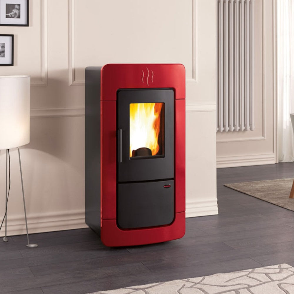 Stufa a pellet 28,4 Kw in acciaio 62x69xH130,4 cm bordeaux Diadema idro Nordica