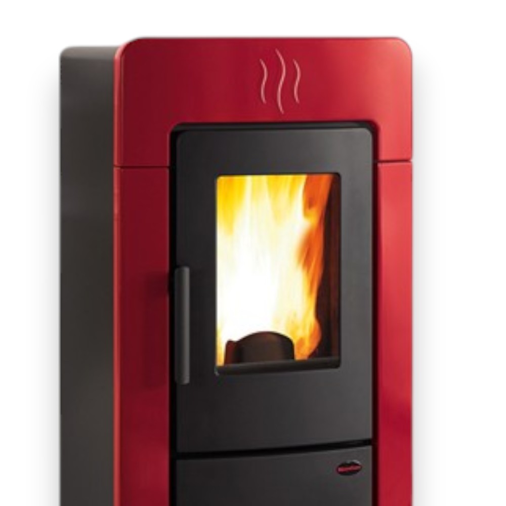 Stufa a pellet 28,4 Kw in acciaio 62x69xH130,4 cm bordeaux Diadema idro Nordica