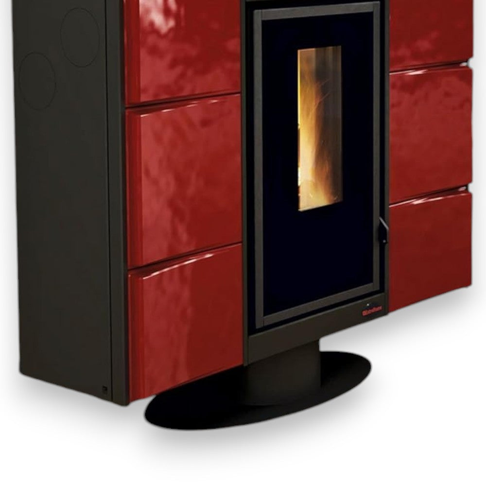 Stufa a pellet 7 Kw in ghisa e acciaio 97,4x30,4xH85,1 cm bordeaux Elisir Nordica