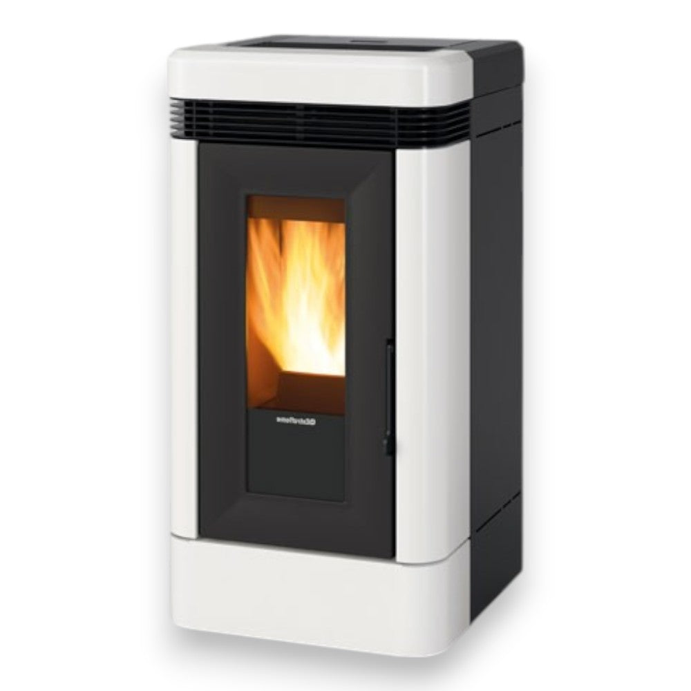 Stufa a pellet in ghisa 12 Kw bianca 55,6x59,7xH109,7 cm Lucia Nordica