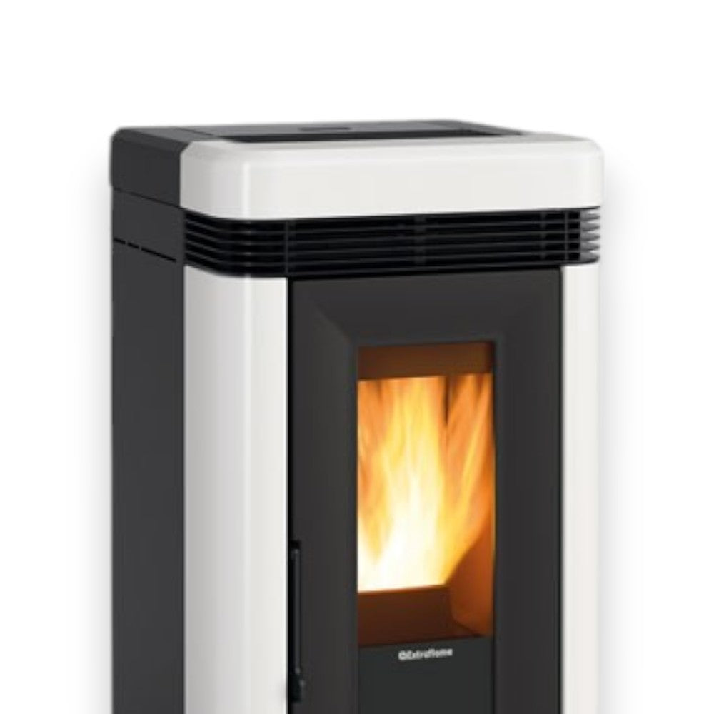 Stufa a pellet in ghisa 12 Kw bianca 55,6x59,7xH109,7 cm Lucia Nordica