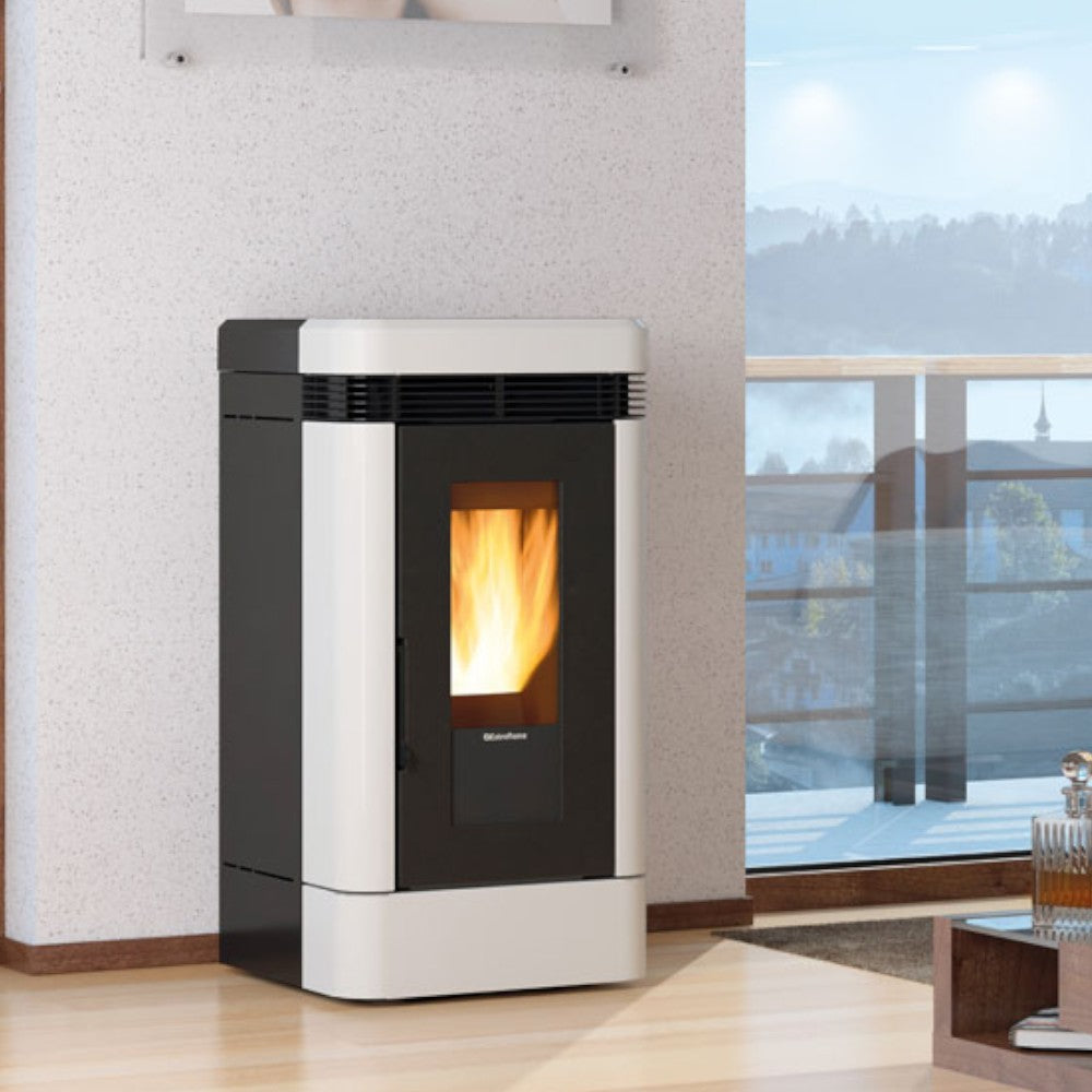 Stufa a pellet in ghisa 12 Kw bianca 55,6x59,7xH109,7 cm Lucia Nordica
