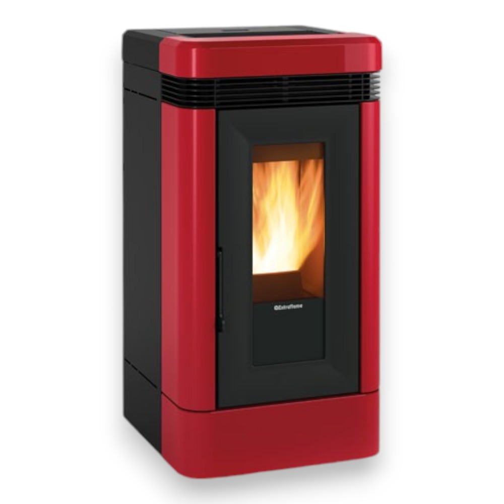 Stufa a pellet in ghisa 12 Kw bordeaux 55,6x59,7xH109,7 cm Lucia Nordica