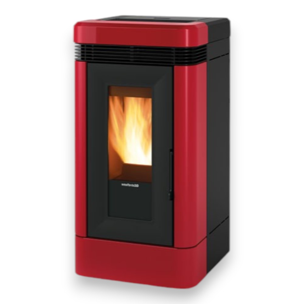 Stufa a pellet in ghisa 12 Kw bordeaux 55,6x59,7xH109,7 cm Lucia Nordica