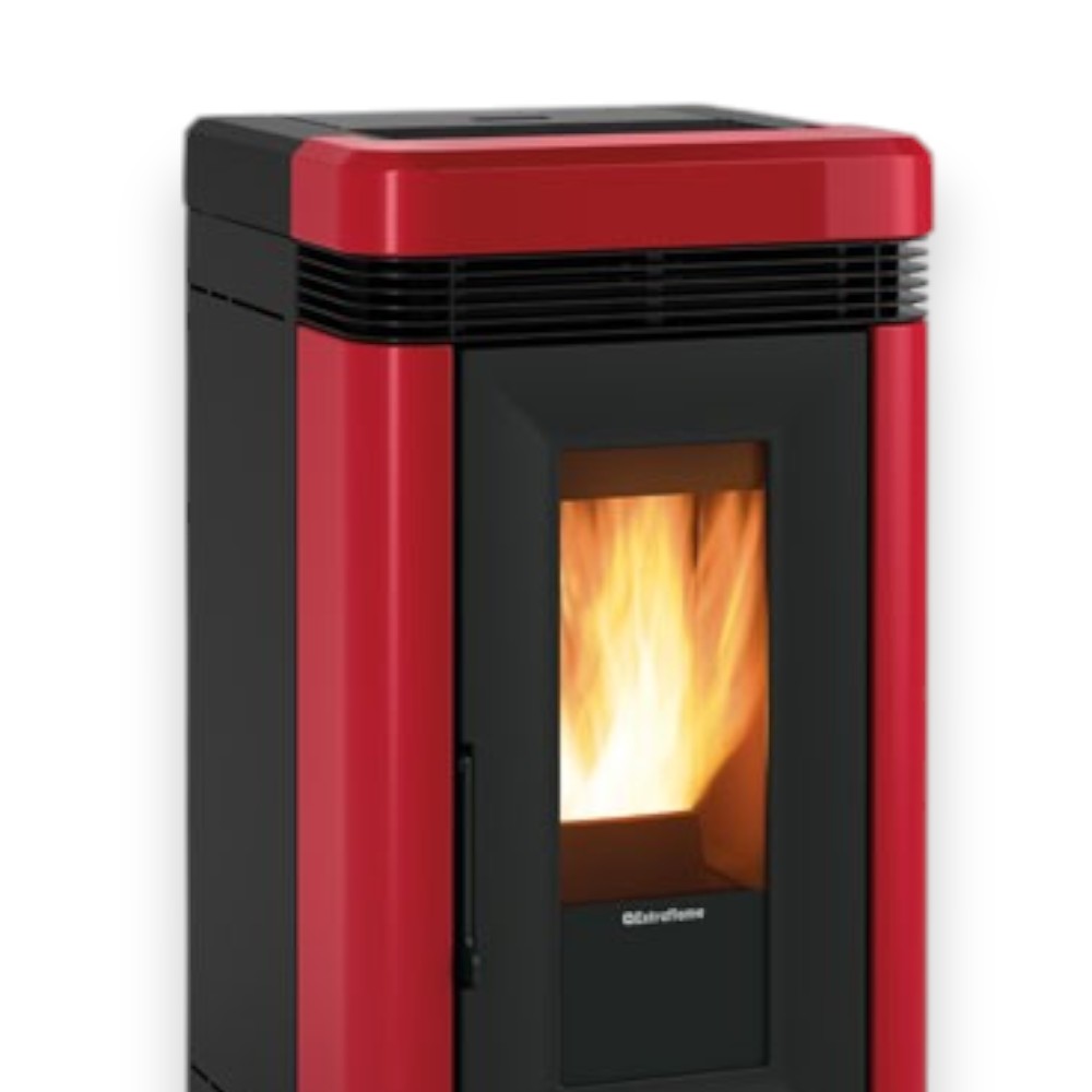 Stufa a pellet in ghisa 12 Kw bordeaux 55,6x59,7xH109,7 cm Lucia Nordica