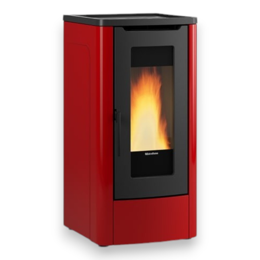 Stufa a pellet 10 Kw 52,5x60,2xH108 cm rosso Dahiana plus Nordica