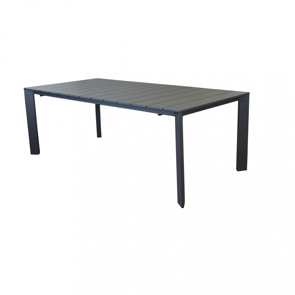 Tavolo fisso da esterno giardino in alluminio antracite 200x100 cm con piedini regolabili Malen