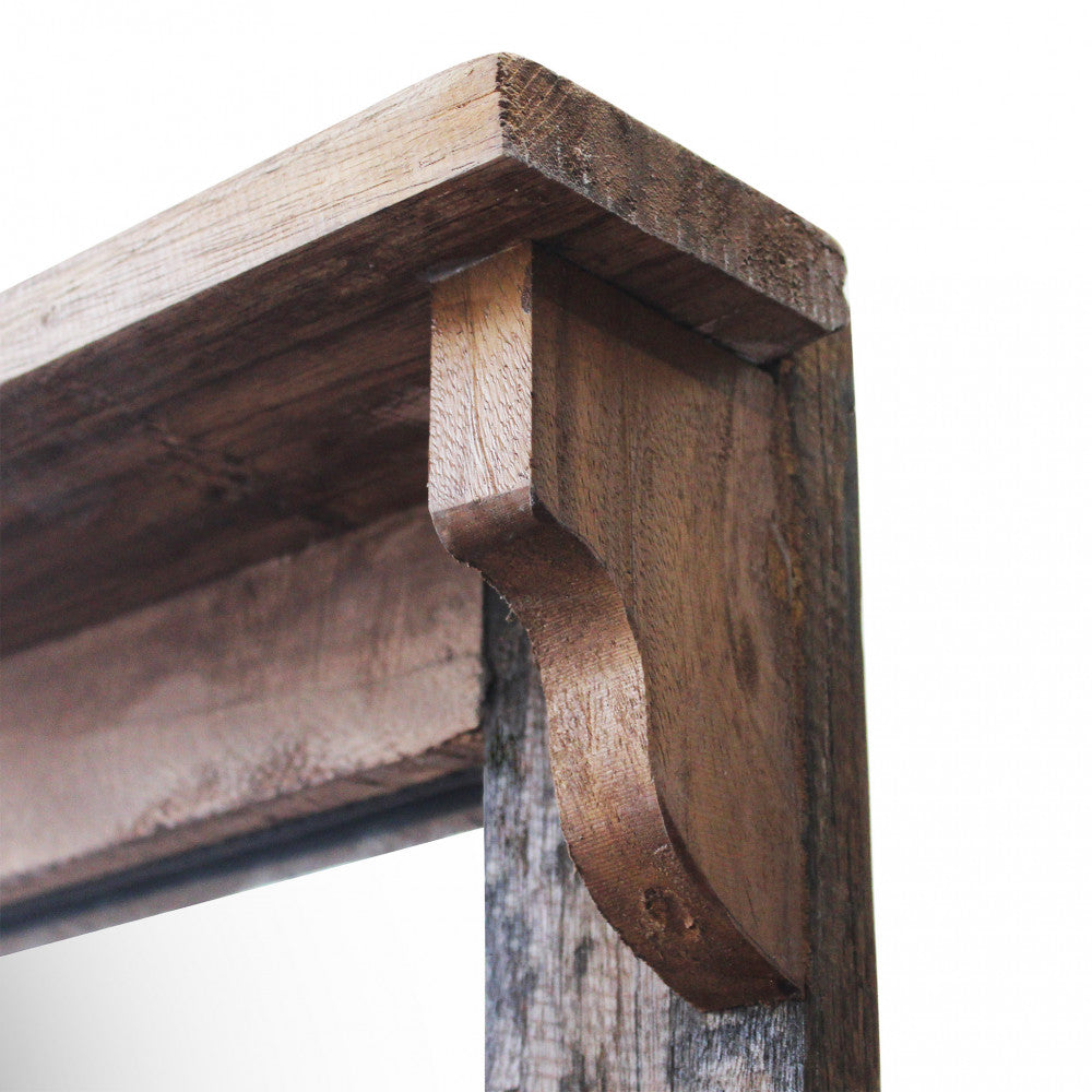 Mobile da ingresso in legno con specchio ripiani e appendiabiti integrati