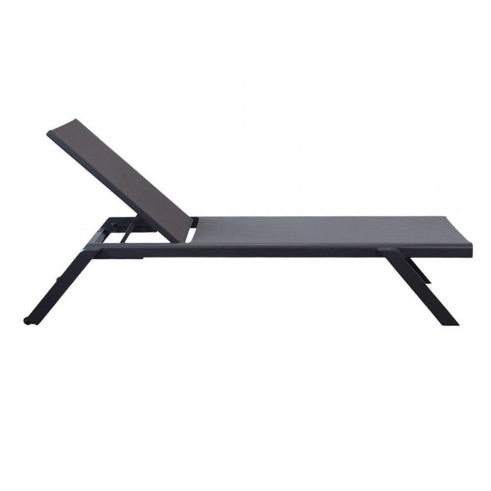 Lettino prendisole da giardino con struttura in alluminio antracite e rivestimento in texilene 198x72xH35.5 cm Solaria