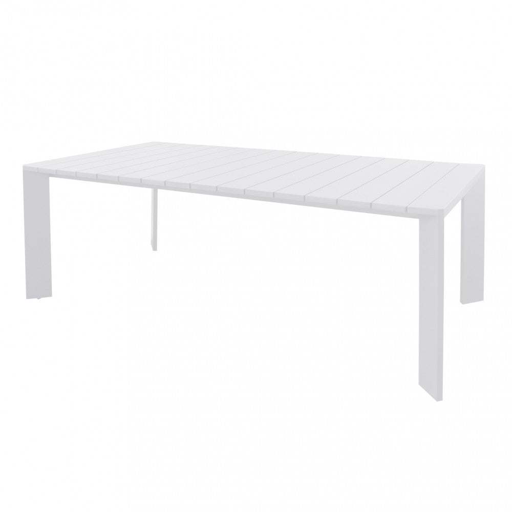 Tavolo fisso da esterno giardino in alluminio bianco 200x100 cm con piedini regolabili Malen