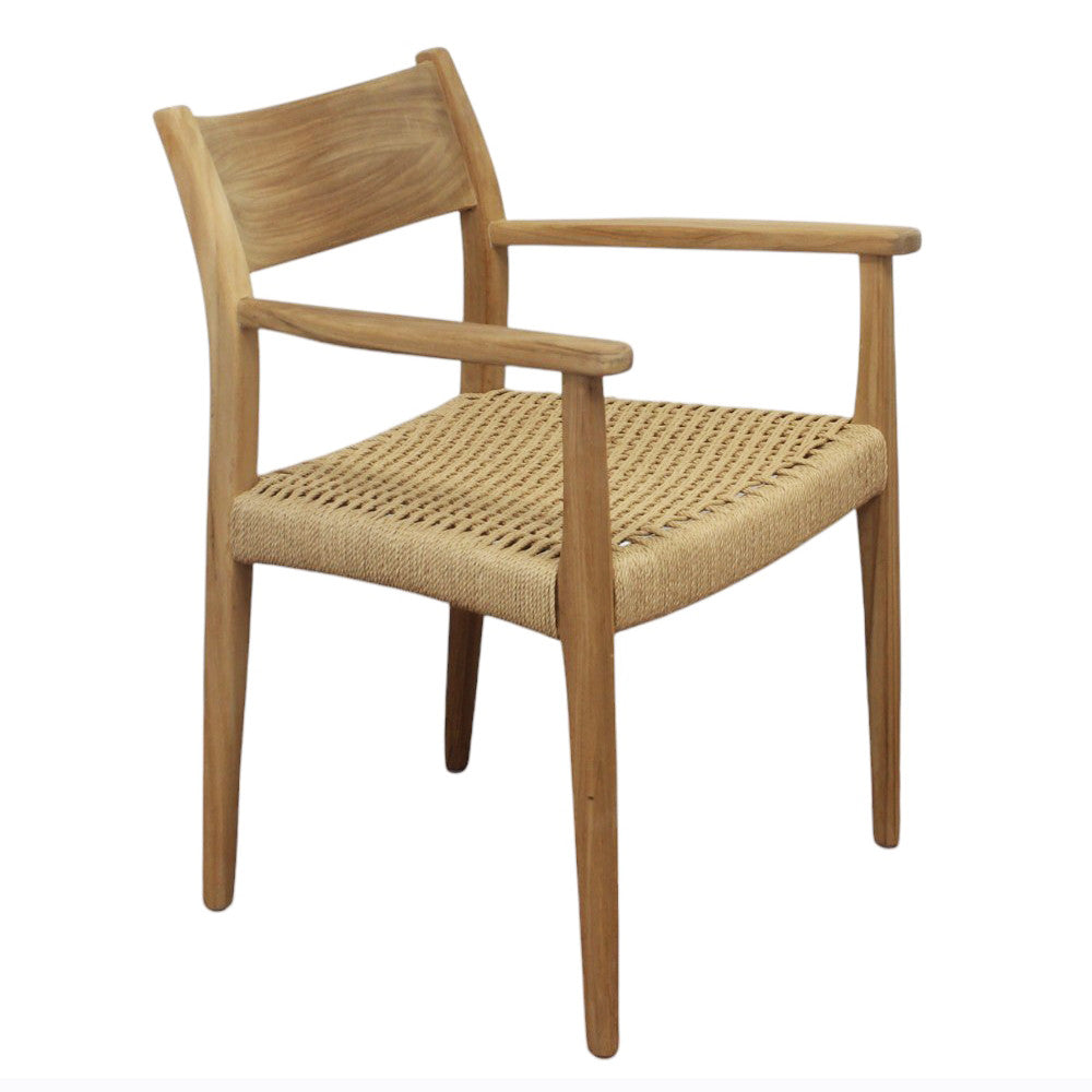 Poltrona impilabile in legno teak e wicker 59x60x80 cm da esterno Agra