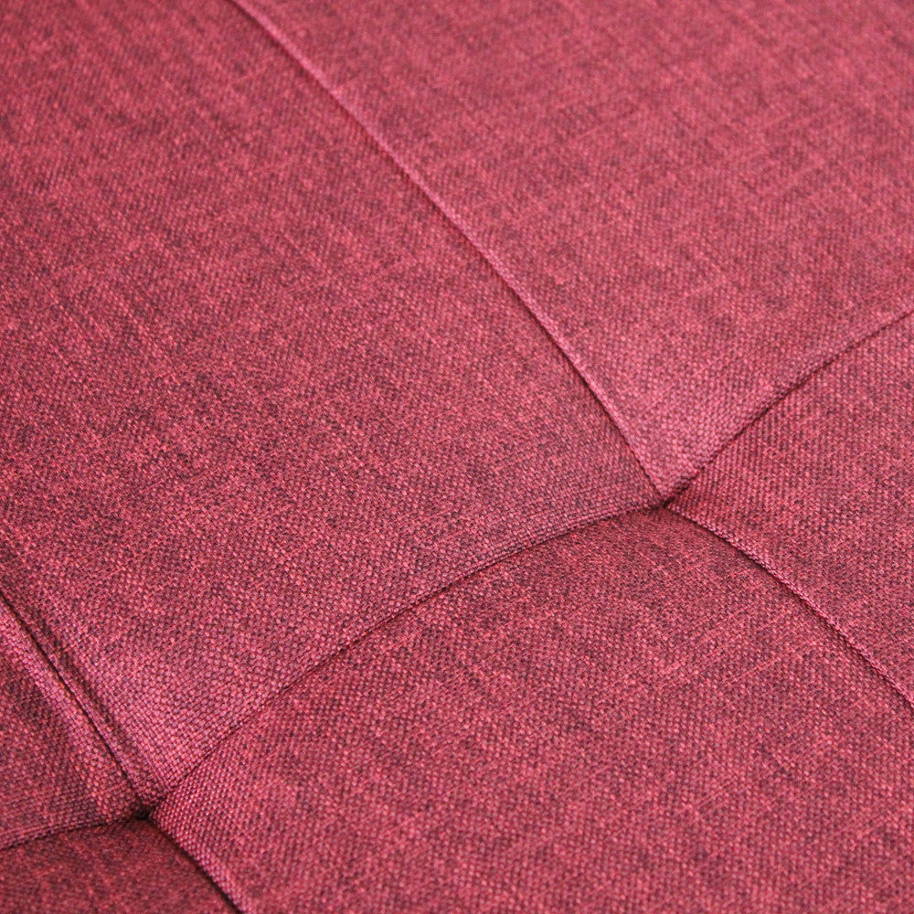 Pouf contenitore rettangolare in tessuto rosso 76x38xH38 cm