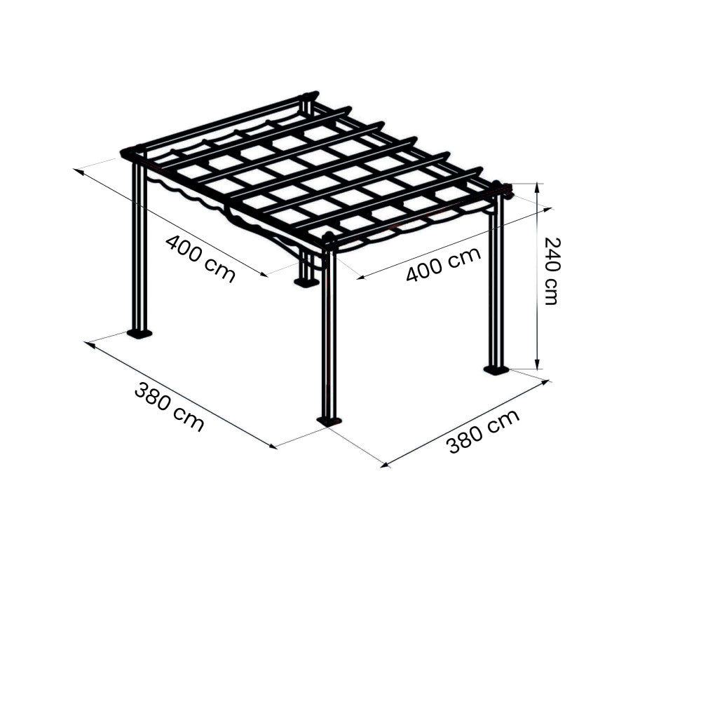 Gazebo pergola da giardino 4x4 con struttura in alluminio bianco e telo in poliestere Nerea