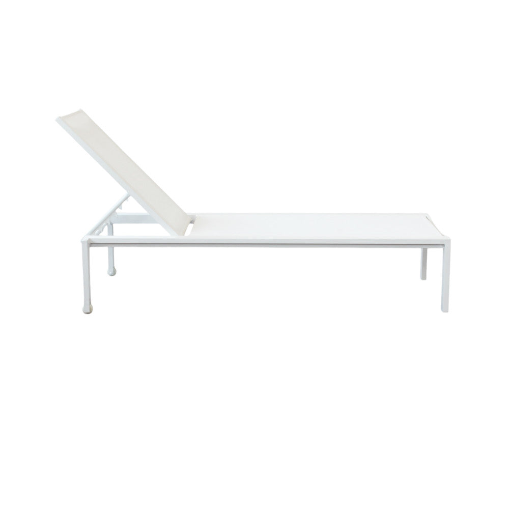 Lettino prendisole bianco impilabile rettangolare con struttura in alluminio 200x75xH39 cm Nefast